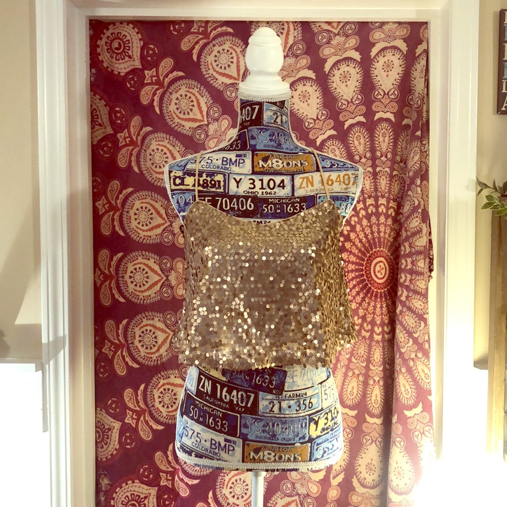 Gold sequin crop top